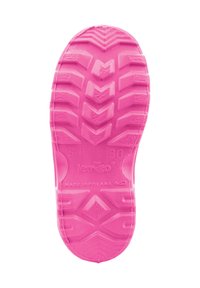 Różowa gumowa podeszwa z teksturowaną powierzchnią, z wyraźnymi wzorami bieżnika i wytłoczonym logo "Lernigo" oraz napisem "WYPRODUKOWANO W POLSCE."