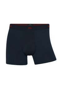 Boxer briefs i mørk navy, lavet af blødt materiale. Har en kontrasterende maroon elastik med logo og lav taljedesign for komfort.
