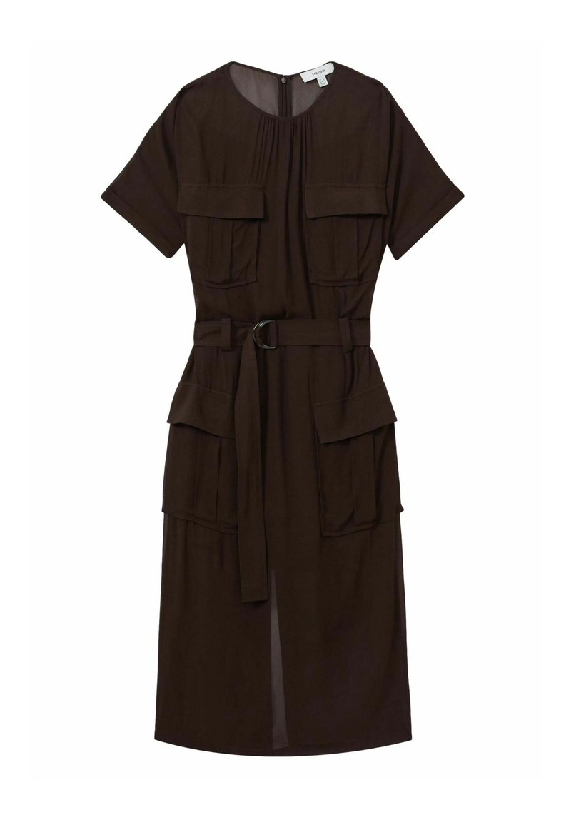 Reiss REGULAR FIT - ESSIE UTILITY BELTED MIDI - Day dress - chocolate/brown 