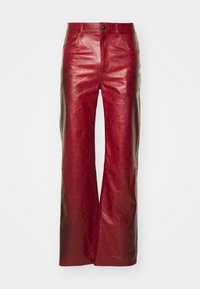 MOONOGRAM EMBOSSED WIDE LEG PANTS - Pantaloni de piele - red