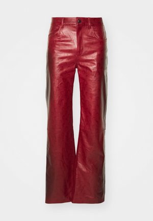 MARINE SERRE MOONOGRAM EMBOSSED WIDE LEG PANTS - Leather trousers - red