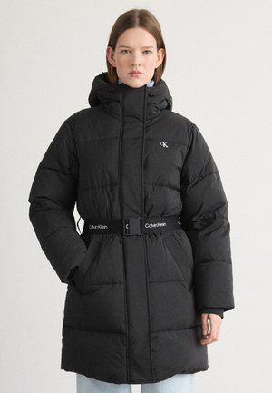 BELTED MIDWEIGHT LONG PUFFER - Cappotto invernale - black