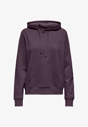 Lila Kapuzenpullover aus weichem Stoff, mit einer Fronttasche, verstellbarer Kapuze mit Zugband und einem kleinen Logodetail auf der Brust. Klassische Passform.