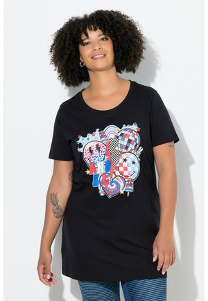 LÄNGERE PASSFORM, SMILEY-MOTIV - Printtipaita - black