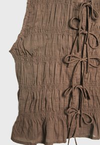 Stradivarius CREASED WITH TIES - Blouse - dark brown