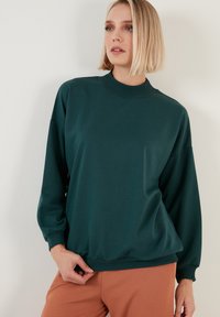 LELA HIGH COLLAR  - Sportska majica - dark green melange
