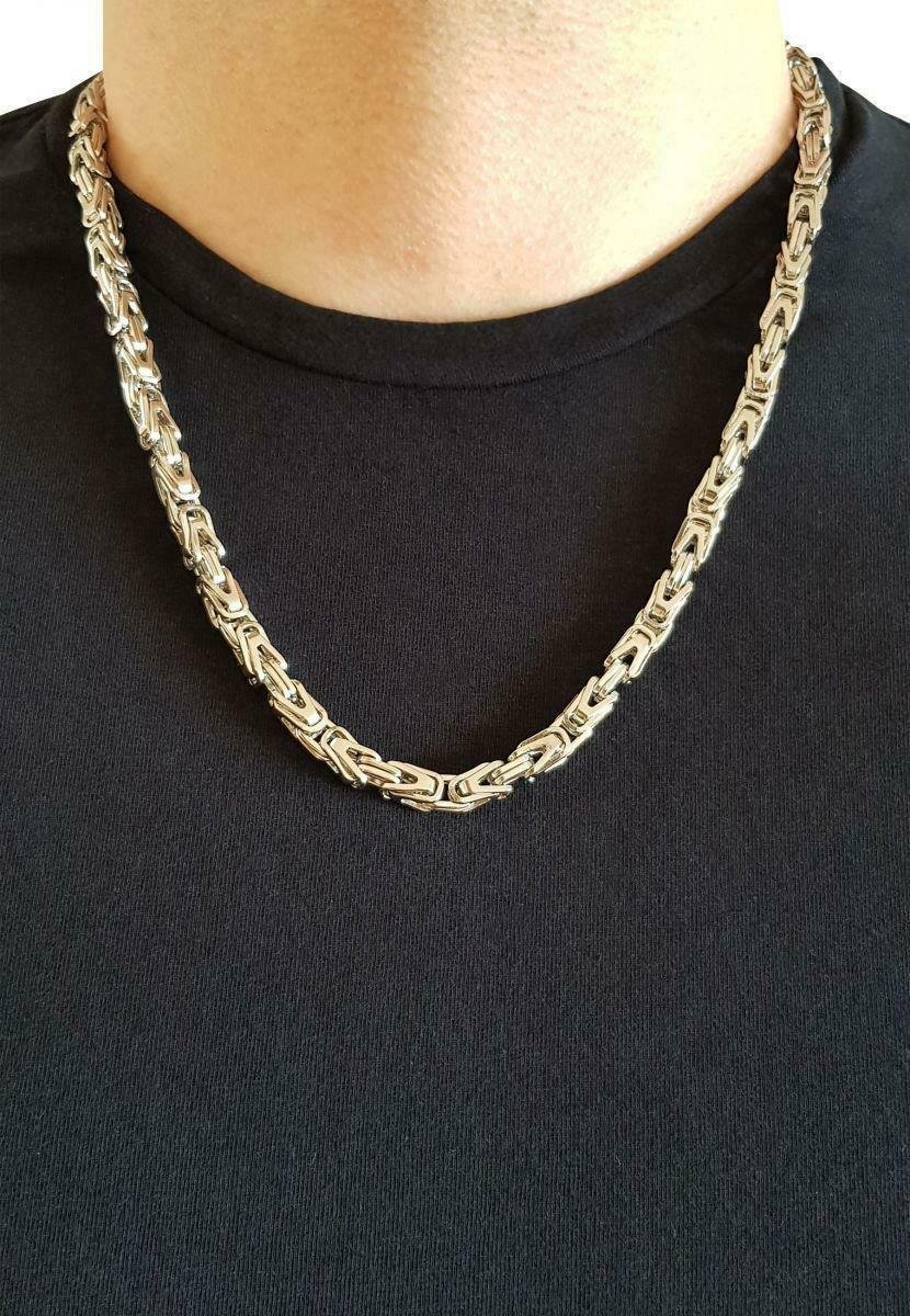 24 Zoll HERREN Edelstahl 8 Mm Silber Flach Byzantinische Box Kette