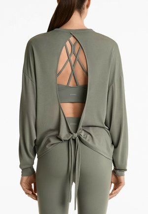 OYSHO LONG-SLEEVED OPEN BACK SOFT TOUCH - Top s dlhým rukávom - khaki