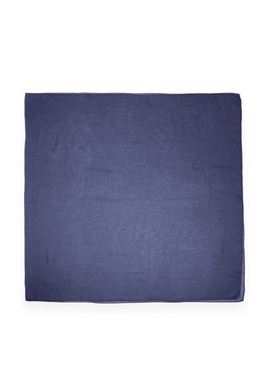 Navy blue cotton blanket with a flat, smooth texture, featuring clean edges and a simple, solid design without patterns or accents.