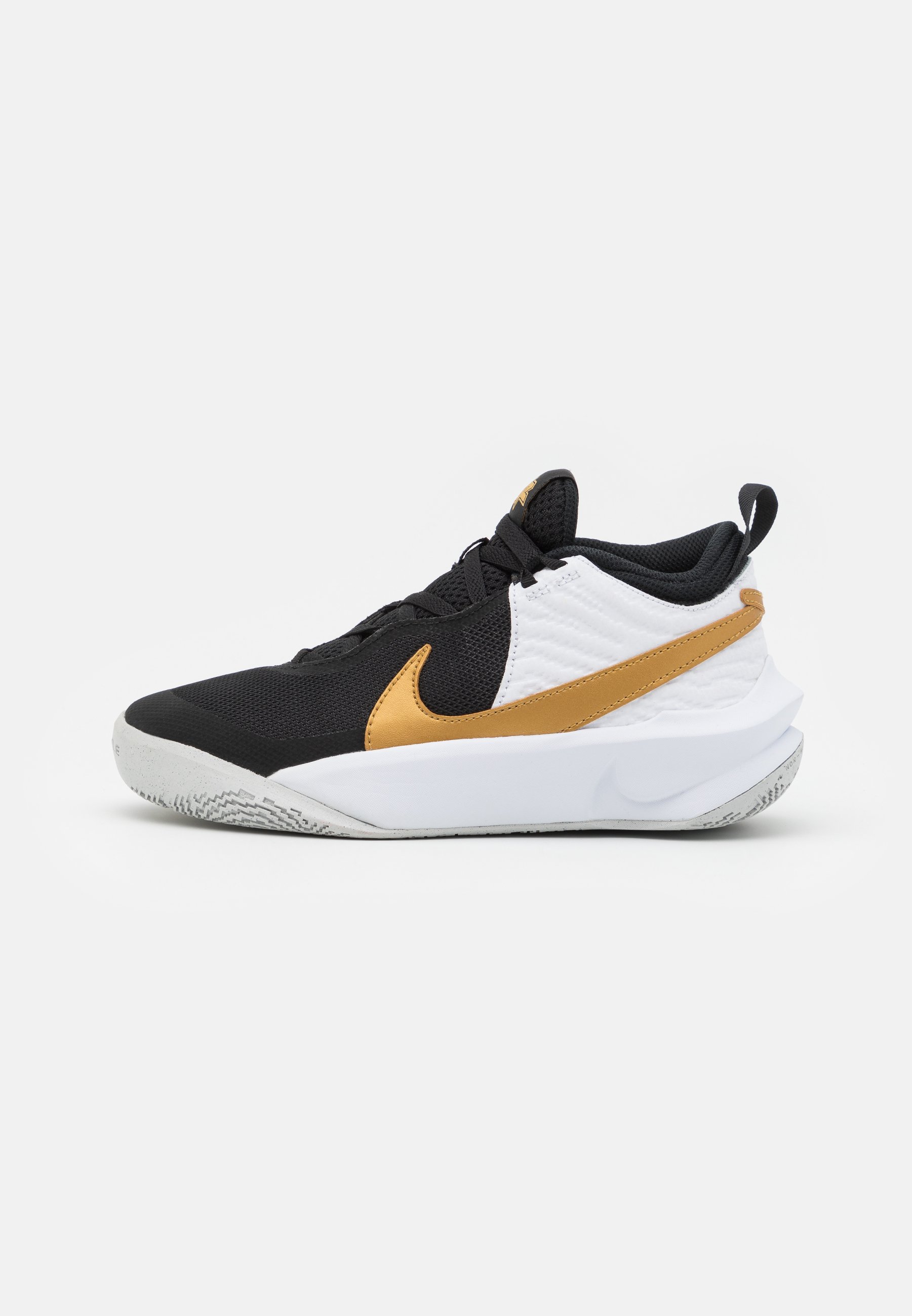Nike Performance Team Hustle 10 Unisex Indoorskor Black Metallic Gold White Photon Dust Svart Zalando Se