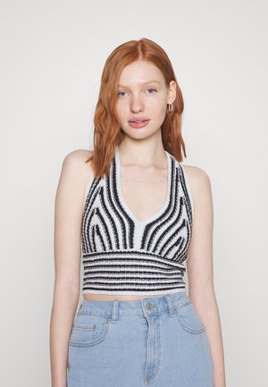 Hollister Co. SUM BARE HALTER - Felső - navy/white