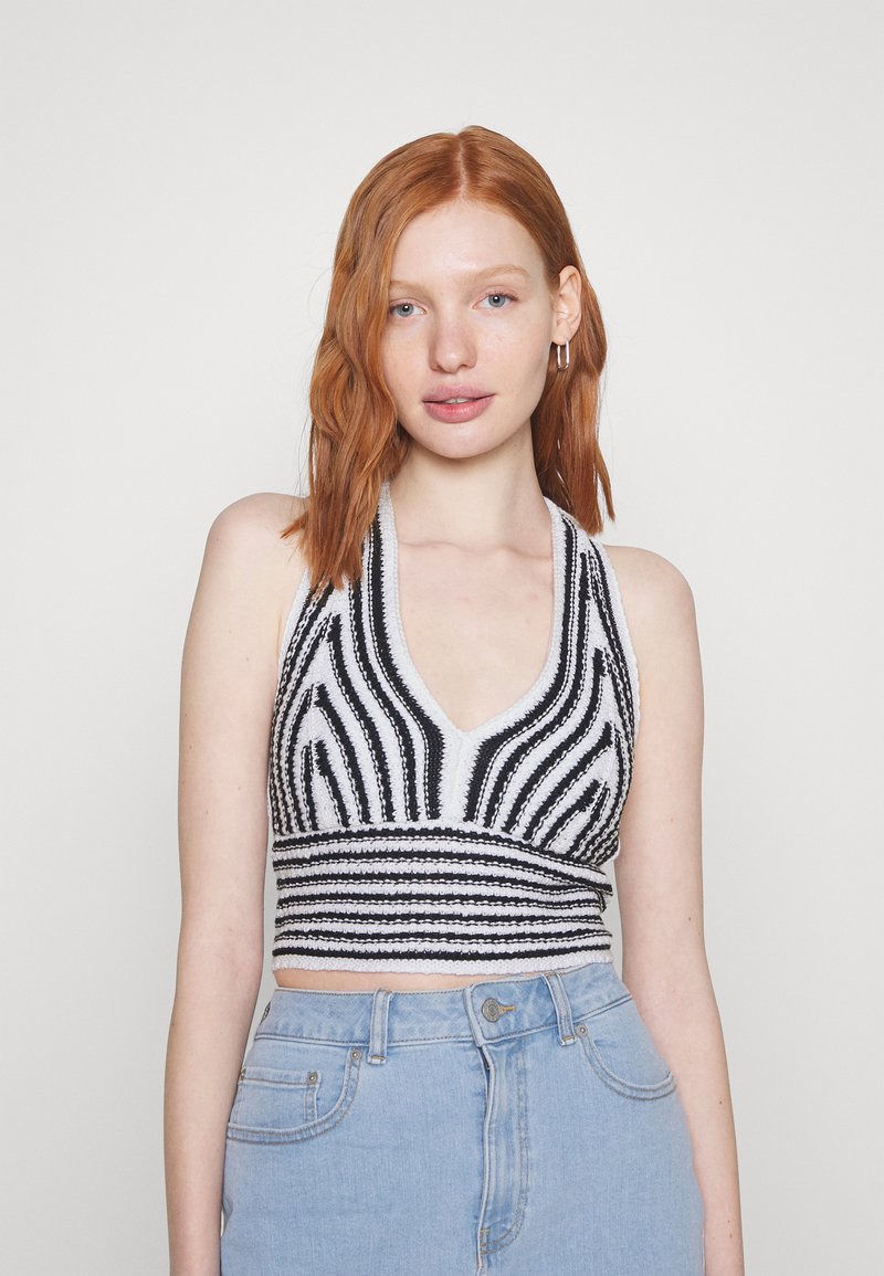 Hollister Co. SUM BARE HALTER - Top - navy/white/dark blue - Zalando.ie