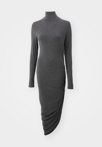 LONG SLEEVE TURTLENECK SIDE DRAPE DRESS  - Dzsörzéruha - dark grey
