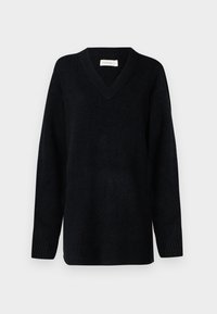 TEXTURED V NECK DRESS - Strikket kjole - black