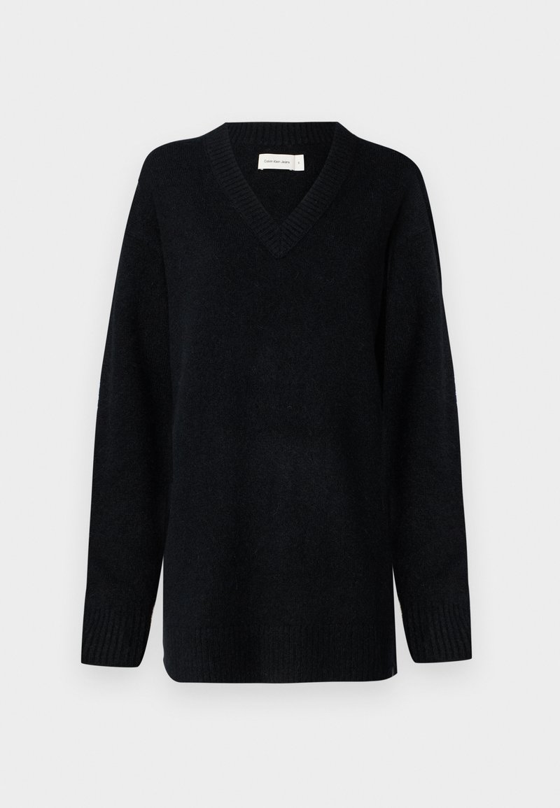 Calvin Klein Jeans TEXTURED V NECK DRESS - Jumper dress - black - Zalando.ie