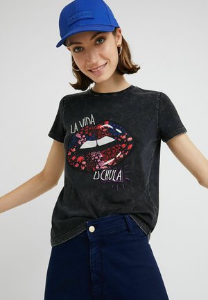 T-shirt con stampa - black