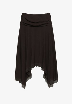 PULL&BEAR, ASYMMETRIC - MIDI - Jupe trapèze - brown