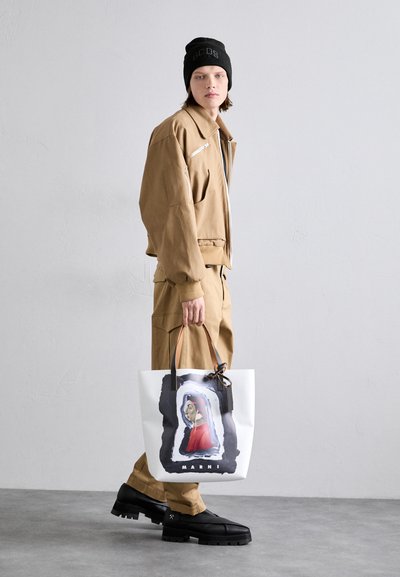 Marni TRIBECA UNISEX - Shopping bag - white/black/arbutus