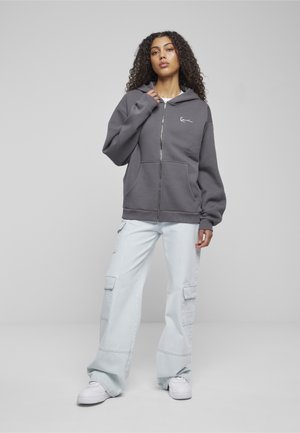 Karl Kani CHEST SIGNATURE ESSENTIAL ZIP HOODIE UNISEX - Lukuga pusa - anthracite