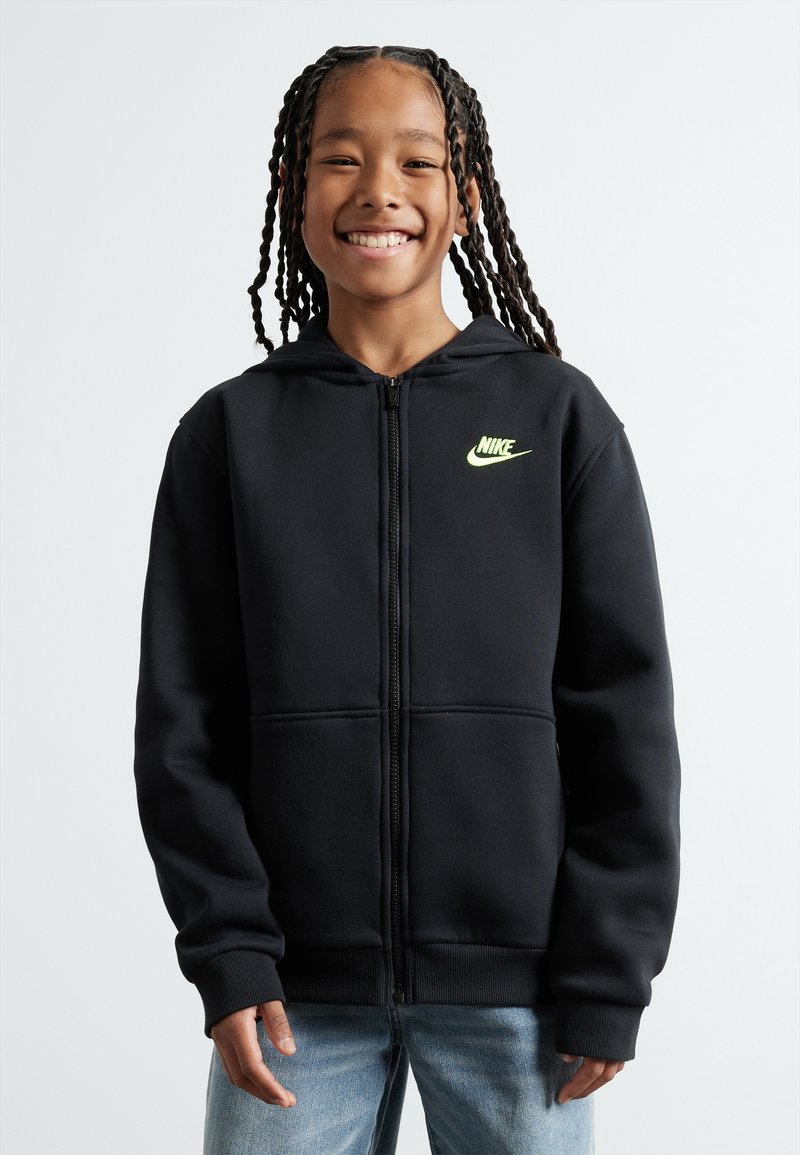 Nike Sportswear SPORTSWEAR CLUB FLEECE UNISEX - Sudadera con cremallera - black/volt