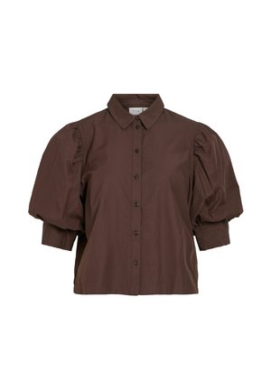 VILA, SHIRT VIREALU SHORT SLEEVED - Chemisier - coffee bean