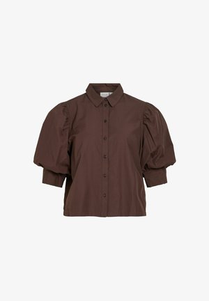 VILA, SHIRT VIREALU SHORT SLEEVED - Chemisier - coffee bean