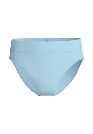 Lichtblauwe naadloze dames slip met een brede tailleband en glad, rekbaar materiaal.