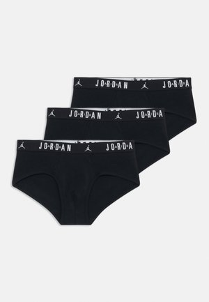 Zwart katoenen ondergoed set met drie paar. Kenmerkt zich door een witte elastische tailleband met "JORDAN" opdruk en logo. Klassiek slip ontwerp.