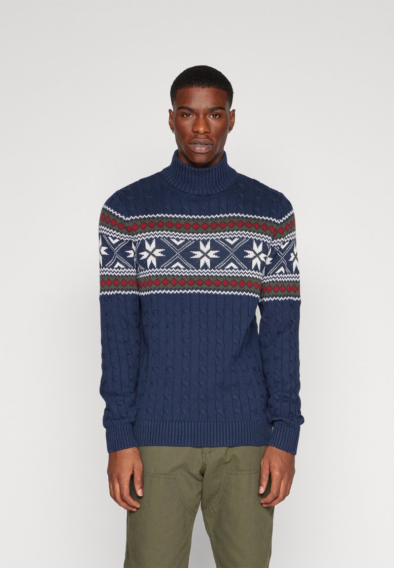 Selected Homme SLHFLAKE CABLE - Pulover - navy blazer
