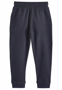 Donkergrijze sweatpants van zachte stof, met een elastische tailleband en boorden bij de enkels voor een relaxte pasvorm.