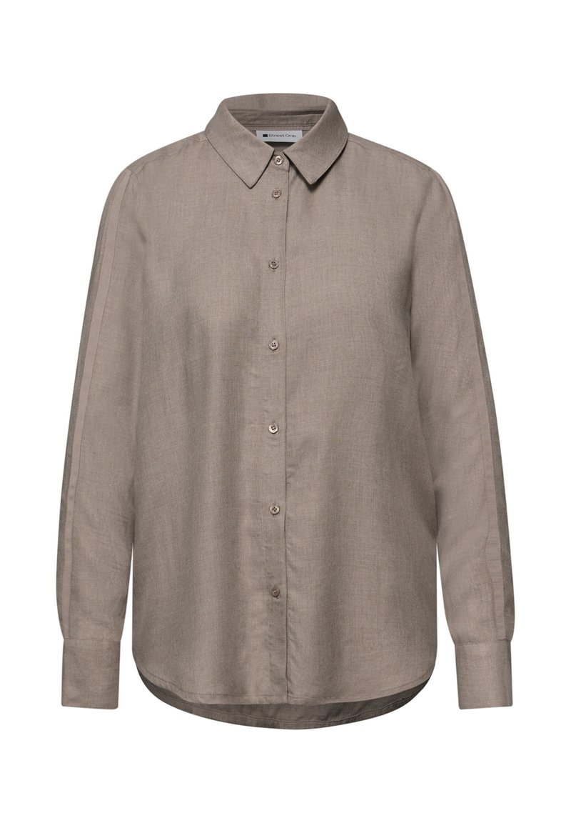 Street One MIT TAPEDETAILS - Button-down blouse - braun/taupe - Zalando