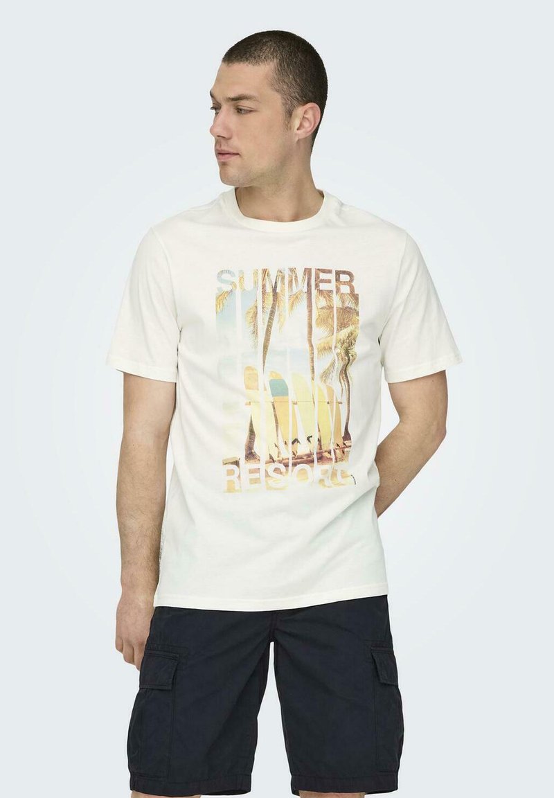 Only & Sons 2 PACK RUNDHALS KURZARM - T-Shirt print - braun grün