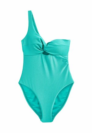 ONE SHOULDER TUMMY SHAPING CONTROL CUTOUT - Costum de baie - teal blue high shine