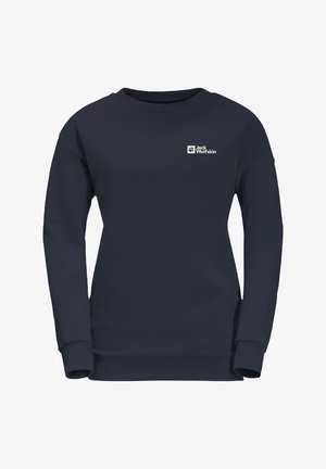 Marine fleece sweatshirt met lange mouwen, ronde halslijn en logo op de borst. Zachte textuur en relaxte pasvorm. Klassiek ontwerp.