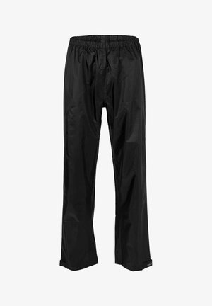 Schwarze wasserdichte Hose mit elastischem Bund, geradem Bein Design und glatter Textur. Mit einem gesäumten Saum und Logoakzent.