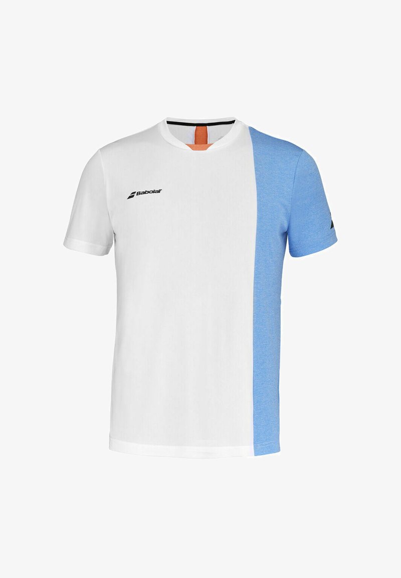 Babolat PLAY CREW NECK - T-shirt print - white blithe blue hthr