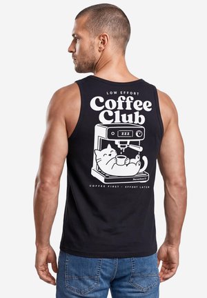 Neverless, TANKTOP HERREN MIT GRAFIK-PRINT - DESIGN CAT COFFEE- TRÄGERSHIRT - Top - slim-fit schwarz