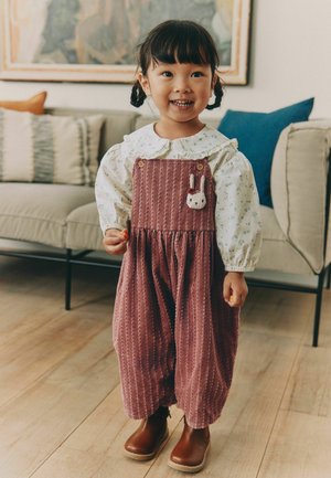 Next, BLOUSE & DUNGAREES SET 2 PIECS - Latzhose - pink corduroy  ecru ditsy
