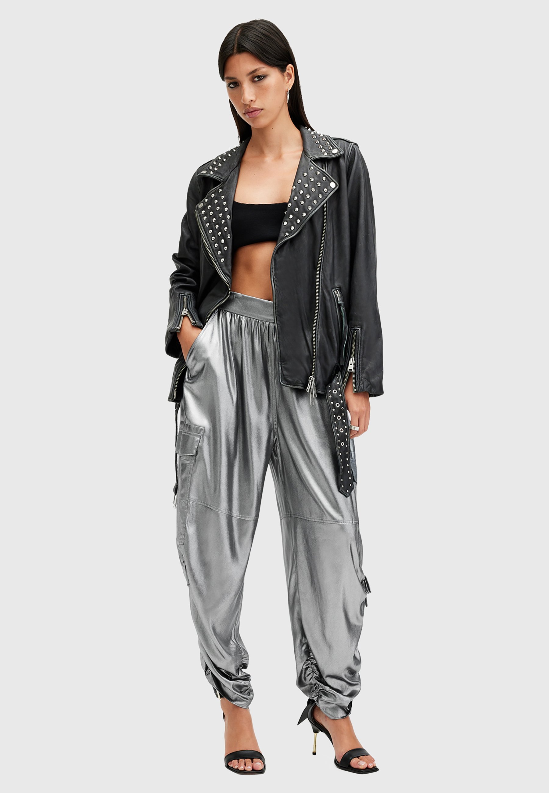 AllSaints KAYE - Trousers - grey/silver-coloured - Zalando.ie