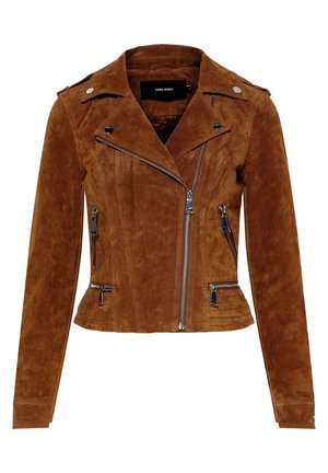 Vero Moda Chaqueta de cuero - cognac