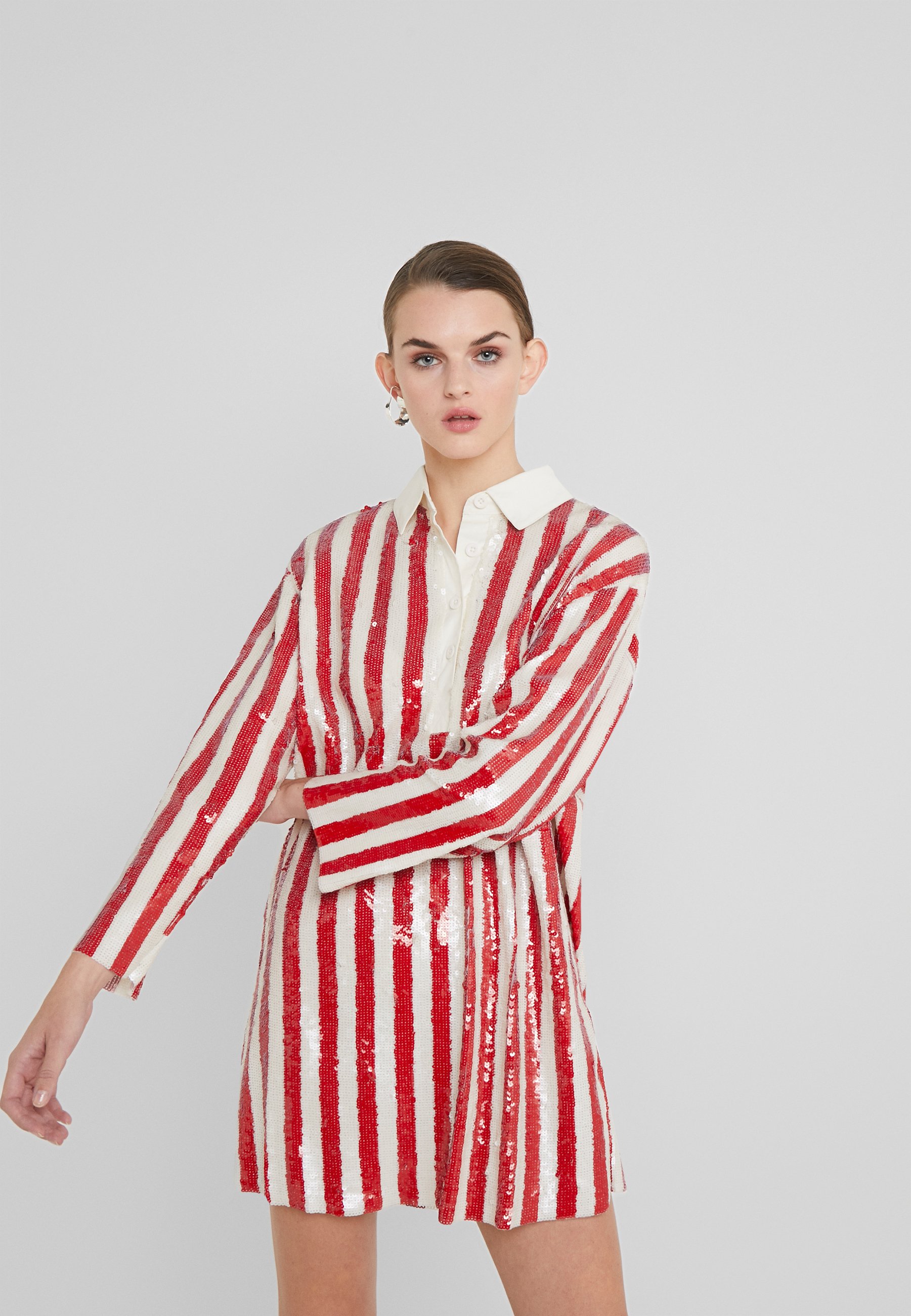 Pinko TARASSACO ABITO PAILLETTES RIGATA - Vestito elegante - avorio  rosso/rosso - Zalando.it