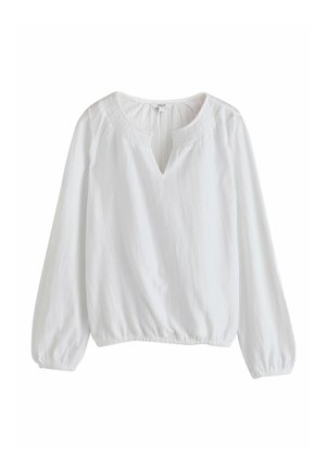 Next, REGULAR FIT - LONG SLEEVE NOTCH NECK TOP - Blúzka - white