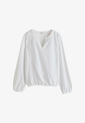 Next, REGULAR FIT - LONG SLEEVE NOTCH NECK TOP - Bluse - white