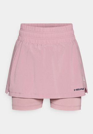 Gonna sportiva rosa con fascia elastica in vita, design a strati e pantaloncini incorporati. Presenta cuciture sottili e il logo "HEAD" sull'orlo.