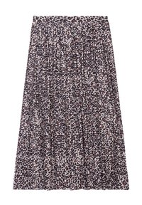 Gonna midi plissettata in un tessuto leggero. Presenta un motivo a stampa leopardata in tonalità di viola scuro, beige e ruggine. Vita elasticizzata.