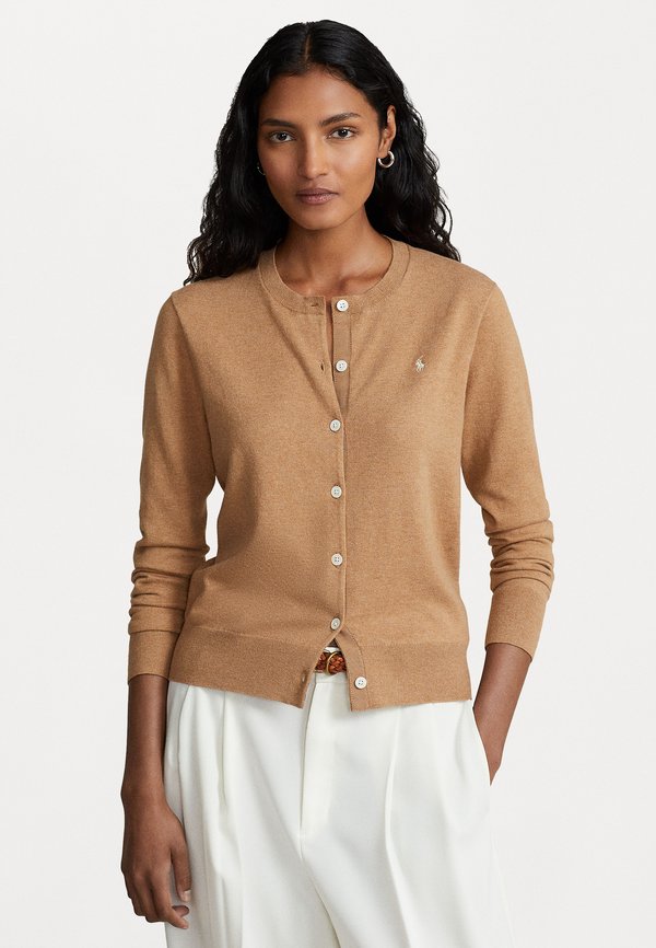 PIMA COTTON LONG SLEEVE CARDIGAN - Cardigan - camel