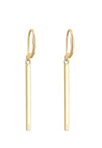 Orecchini a goccia placcati oro con un semplice design a barra allungata. Ogni pezzo presenta una chiusura a leva per indossarli in sicurezza.