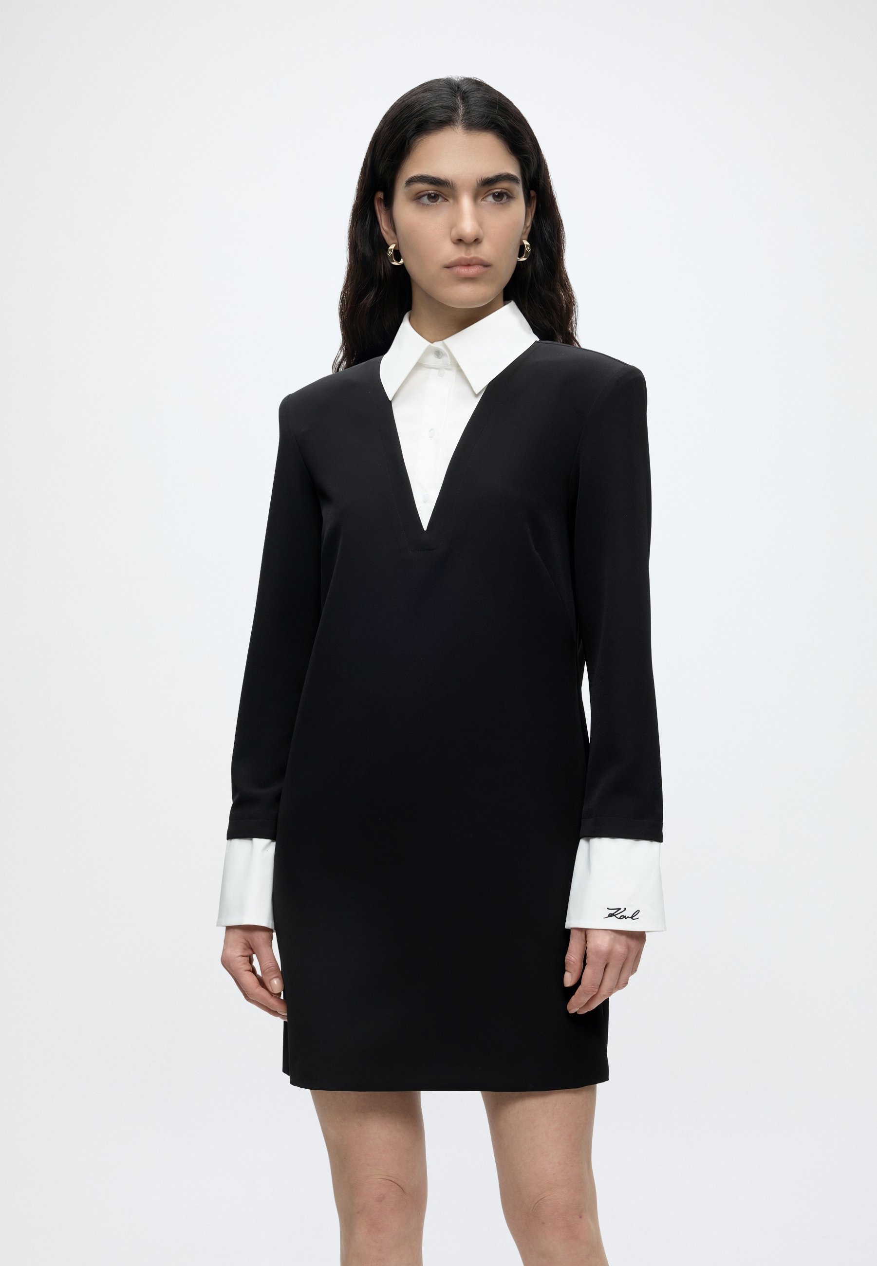 princess polly baby blue dress Jessica Chiffon Sleeve Bodycon Stretch Ponte Midi Dress in Black main image 0