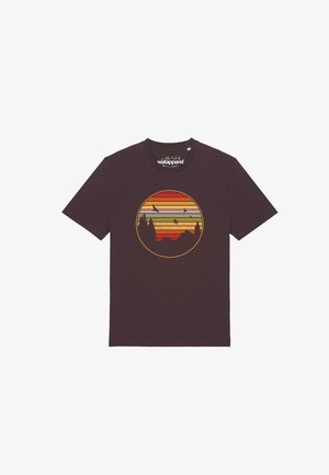 watapparel, SUNSET BERGE & TANNEN UNISEX - T-shirt imprimé - red brown