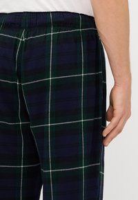 Pánske bavlnené pyžamové nohavice v námornickej modrej, zelenej a bielej farbe. Obsahujú elastický pás a sú vyrobené z mäkkého, ľahkého materiálu.